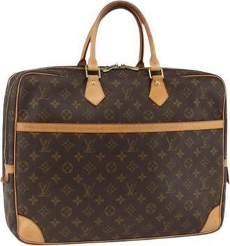 Louis Vuitton Pre-owned Monogram Canvas Aktetas - Dames - Vintage Handtas - Bruin - ONE Size - Leer - Vintage