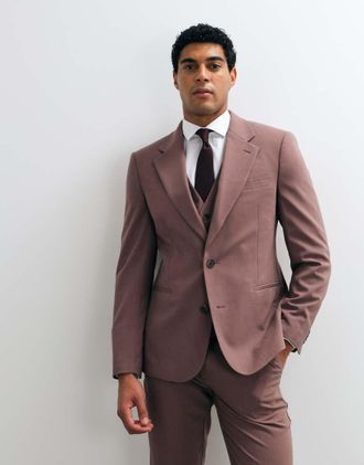 Asos giacca da abito slim color malva-Rosa