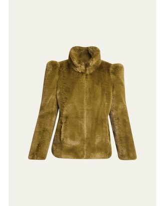 Balmain High Neck Faux Fur Jacket