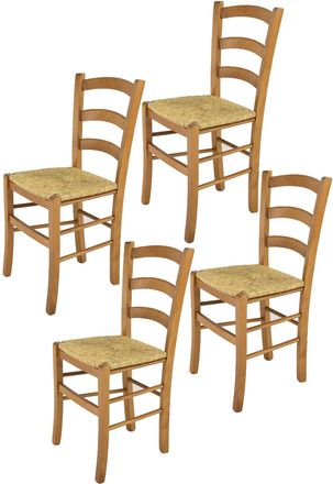 Tommychairs Tommychairs 4 Sillas Venice En Haya Roble Y Asiento En Paja