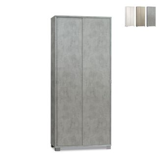 OEM Armario Multiusos De Dos Puertas Correderas Con Baldas Beton Cemento 82x41x H190 Cm