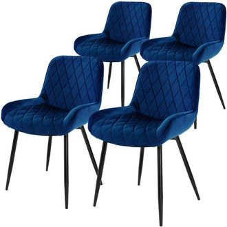 ML Design Ml-design - Set 4x Sillas De Comedor Azul Moderno 81 Cm Asiento Tapizado De Terciopelo Transpirable Y Suave Con Patas De Metal Sill&oacute;n Con Respaldo Erg