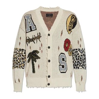 AllSaints Cardigans, male, Beige, Size: XS Foxx Jacquard Oversized Cardigan