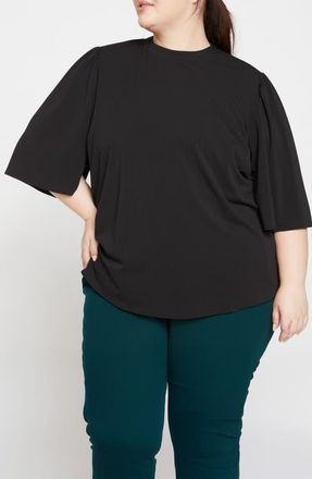 Universal Standard Flutter Sleeve Crepe Jersey Top in Black at Nordstrom, Size 2Xl