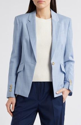 BOSS Jia Windopane Plaid Jacket in Chambray Blue Windowpane Plaid at Nordstrom Rack, Size 10