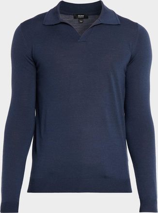 Reiss Mens Milburn Merino Wool Johnny Collar Polo Shirt