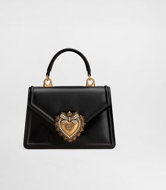 Dolce & Gabbana Small Smooth Calfskin Devotion Bag - Woman Shoulder And Crossbody Bags Black Leather Onesize