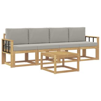 vidaXL Conjunto De Sof&aacute;s De Exterior 5 Pcs Blanco Y Gris Claro Vidaxl