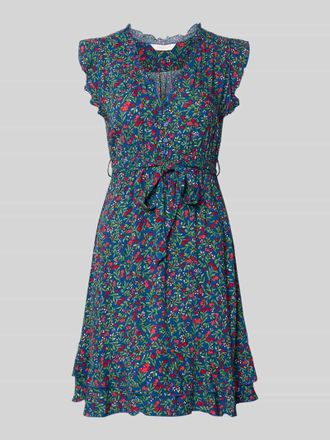 Apricot Minikleid aus Viskose mit Bindeg&uuml;rtel in Blau, Gr&ouml;&szlig;e XXL