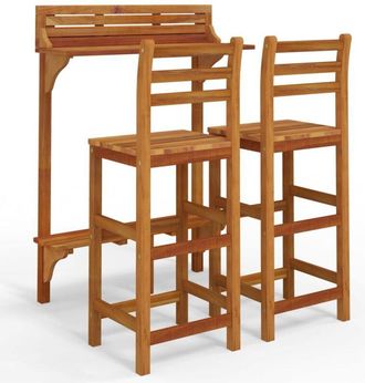 vidaXL 3 Piece Balcony Bar Set Solid Wood Acacia Vidaxl