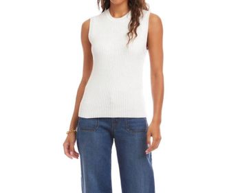 Karen Kane Ribbed Sweater Tank In Off White