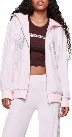 I.AM.GIA Daria Rhinestone Front Zip Hoodie in Pink at Nordstrom, Size Xx-Small