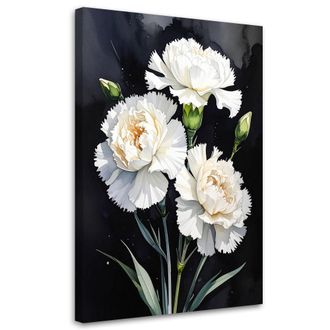 Feeby Impresi&oacute;n De Imagen Claveles Flores Blancas Sobre Fondo Negro 70x100