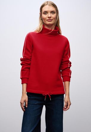 Street One Sweatshirt STREET ONE, Damen, Gr. 36, racing rot, Sweatware, Obermaterial: 60% Baumwolle, 40% Polyester, unifarben, bequem h&uuml;ftbedeckend, Rundhals, Fl