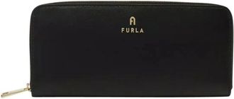 Furla Zwarte ritsportemonnee Camelia - Dames - Portefeuilles - Zwart - ONE Size - Wol - Accessoires