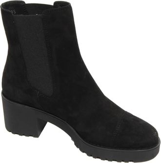 Hogan Su&egrave;de Chelsea Boots Gemaakt in Itali&euml; - Dames - Laarzen met Hak - Zwart - 35 EU - Su&egrave;de - Schoenen