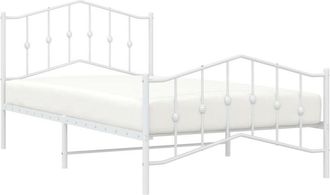 vidaXL Vidaxl - Estructura cama sin colchón con estribo metal blanco 107x203 cm