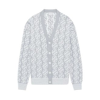 Dr&ocirc;le de Monsieur D Mirror Monogram Gebreid Vest - Heren - Truien - Grijs - Maat: L Katoen