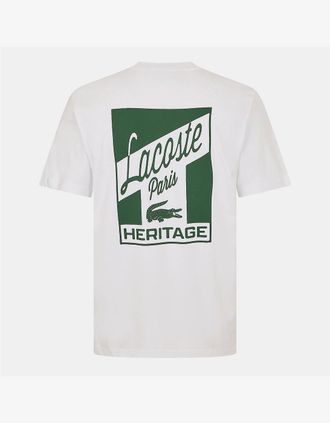Lacoste Mens Lacoste Lettering Graphic Crew Neck Short Sleeve T-Shirt - White - Size: 42