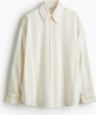 H&M Oversized Hemdbluse aus Dobby-Stoff - White