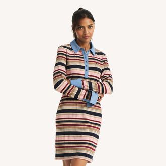 Nautica Mixed Media Striped Polo Dress
