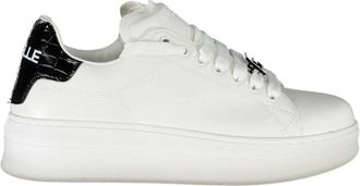 Ga&euml;lle Paris Sportieve witte vetersneakers met contrastdetails - Dames - Sneakers - Wit - 36 EU - Tweed - Schoenen