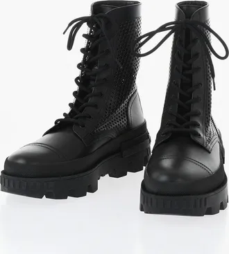Moncler Anfibi CARINNE In Pelle con Dettagli Laser Cut 5cm Moncler