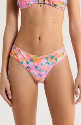 Kulani Kinis Lettuce Trim Thong Bikini Bottoms in Summer Glow at Nordstrom Rack, Size X-Large