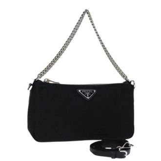 Prada Pre-owned Mini Bags, female, Black, Size: ONE SIZE Pre-owned Vintage Nylon Mini Shoulder Bag