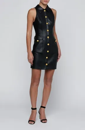 L'agence Apolline Faux Leather Sheath Dress in Black at Nordstrom, Size 10