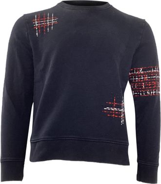 Thom Browne Loopback Crew Neck Sweatshirt in Navy Blue Cotton
