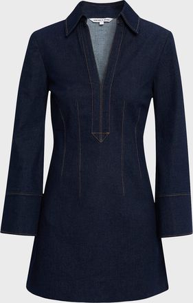 Veronica Beard Raymond Long-Sleeve Denim Mini Dress
