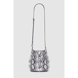 Anine Bing Mini Alana Bucket Bag in Black /White Python at Nordstrom