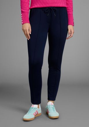 Laura Scott Jogger Pants LAURA SCOTT, Damen, Gr. 42, N-Gr, navy, Milano Rib, Obermaterial: 76% Polyester, 20% Viskose, 4% Elasthan, unifarben, figurumspielend kn&ouml;