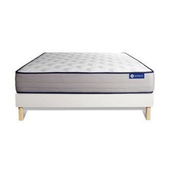 Actisom Somier blanco + colch&oacute;n con espuma viscoel&aacute;stica 140 x 190