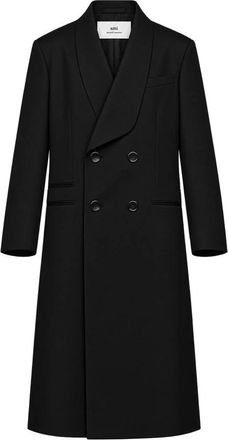 Ami Double-Breasted Wollen Jas - Dames - Mantels - Zwart - Maat: XS Wol