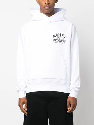 Amiri Mens Records Wolf Hoodie in White Cotton - Size Small