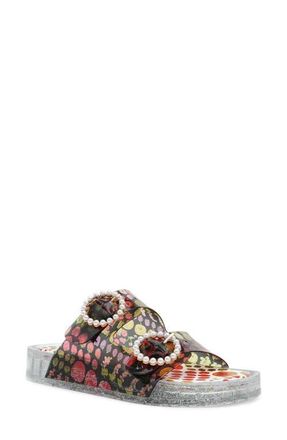 Betsey Johnson Landin Two-Strap Jelly Sandal in Black Multi at Nordstrom, Size 10