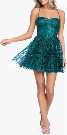 Blondie Nites Sequin Corset Fit & Flare Cocktail Minidress in Teal at Nordstrom, Size 13