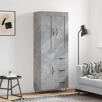 vidaXL Credenza Grigio Cemento 69,5x34x180 cm in Legno Multistrato - Vidaxl