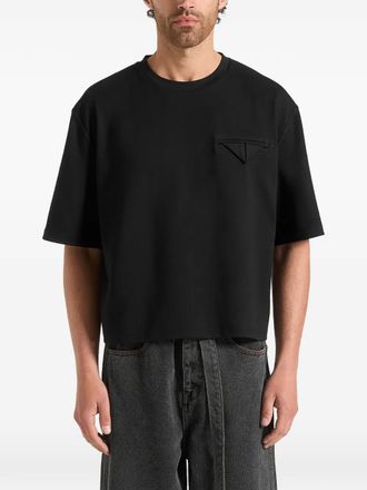 Mani&egrave;re De Voir L&eacute;on boxy cropped crew-neck T-shirt - men - Rayon/Nylon/Polyurethane - L - Black