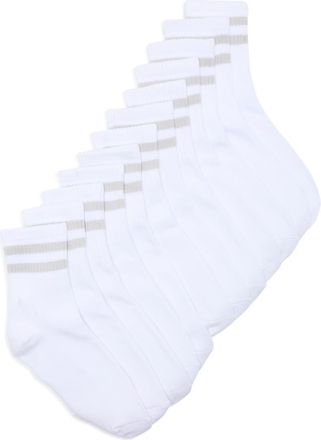 90 Degree by Reflex 6-Pack Stripe Half Crew Socks in White/Lunar Dust at Nordstrom Rack