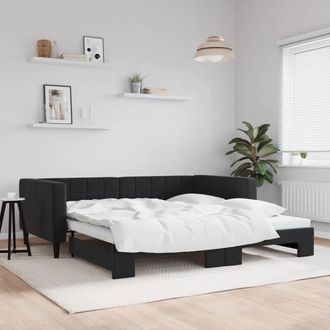 vidaXL Sof&aacute; Cama Nido Terciopelo Negro 100x200 Cm Vidaxl