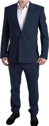 Dolce & Gabbana Blauw Slim Fit Pak - Heren - Business pakken - Blauw - XL - Wol - Kostuums