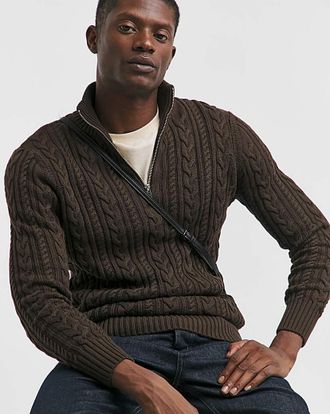 Jacamo Cable Knit 1/4 Zip Jumper
