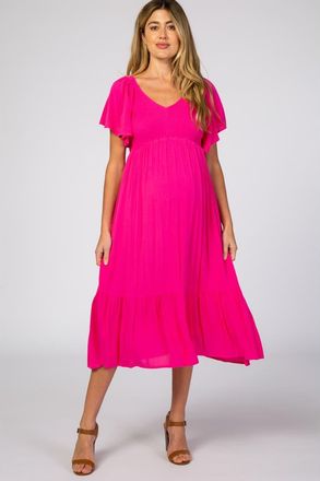 Pinkblush Smocked Ruffle Dress in Fuschia at Nordstrom, Size Medium