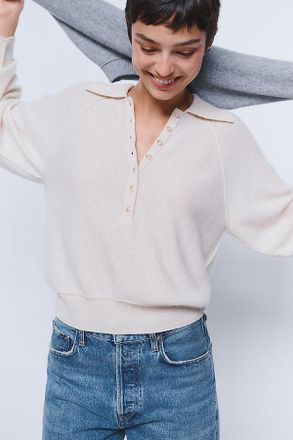 Pilcro 100% Cashmere Henley Sweater