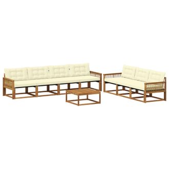 vidaXL Conjunto De Sof&aacute;s De Exterior Con Coj&iacute;n 8 Pcs Natural Y Crema Vidaxl