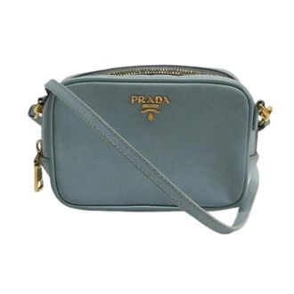Prada Pre-owned Cross Body Bags, female, Blue, Size: ONE SIZE Pre-owned Saffiano Pochette Shoulder Bag