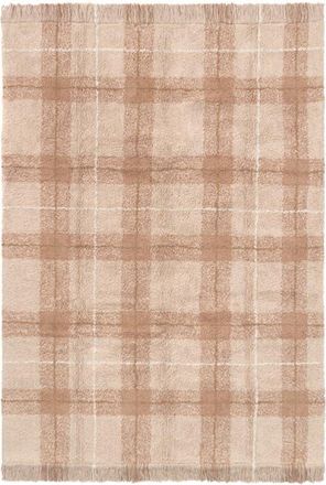 Lorena Canals Tartan Washable Cotton Blend Area Rug in Rose Natural at Nordstrom, Size Medium